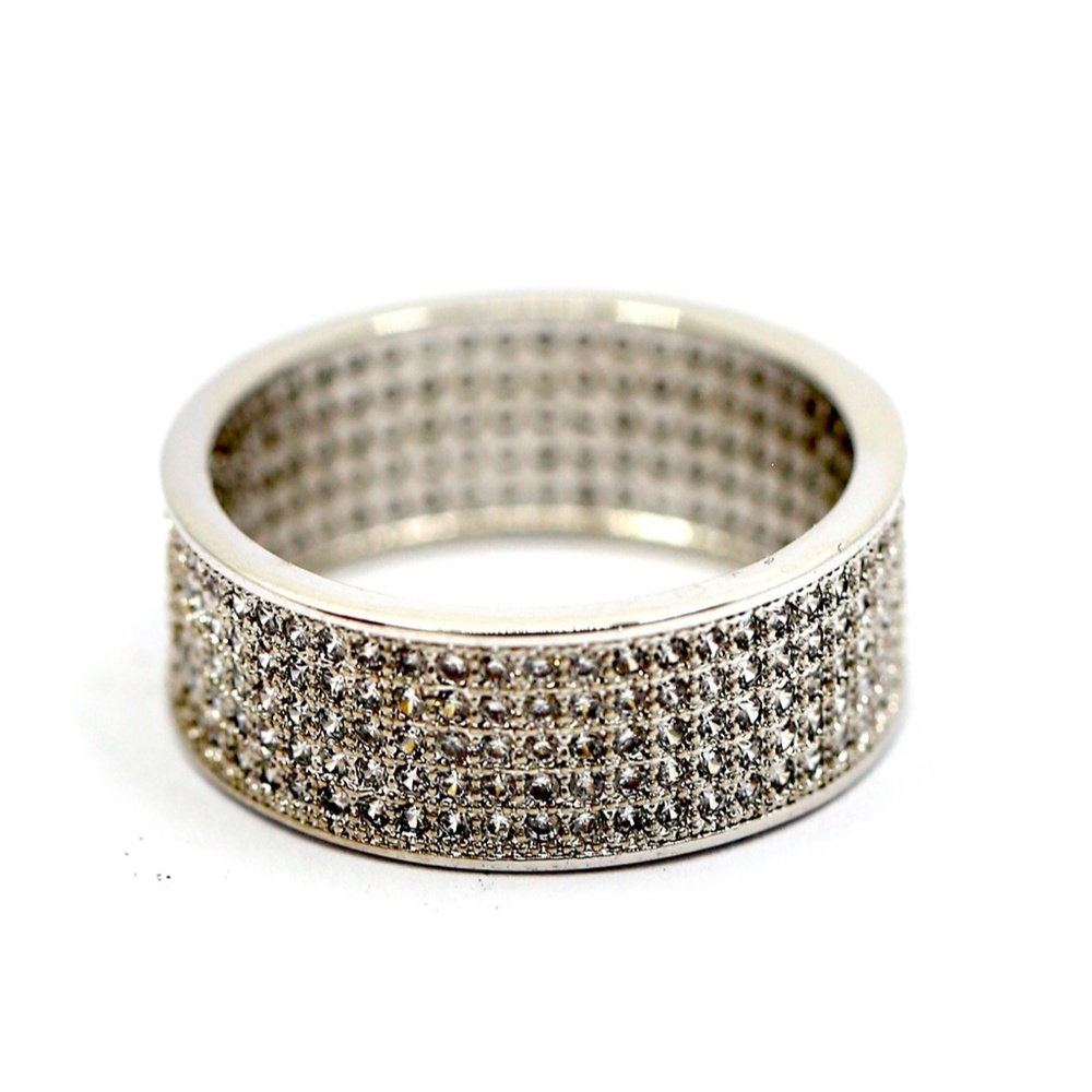 18k Gold Dipped White Topaz Pave Band - image 4
